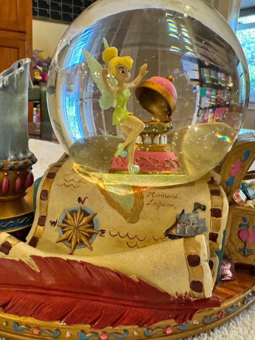Vintage Disney Musical You Can Fly Tinker Bell Peter Pan Snow Globe